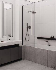 black frame shower glass