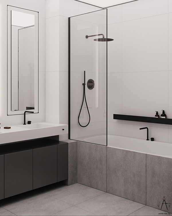 black frame shower glass